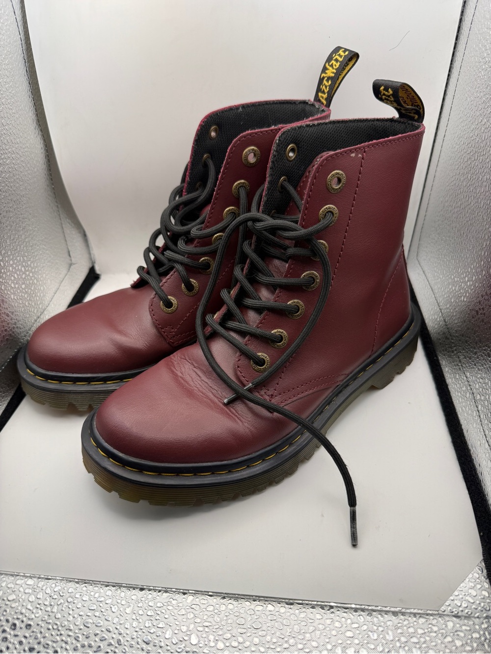 Dr. Martens Women's Lace-Up Boots in Wine - Picture 1 of 5